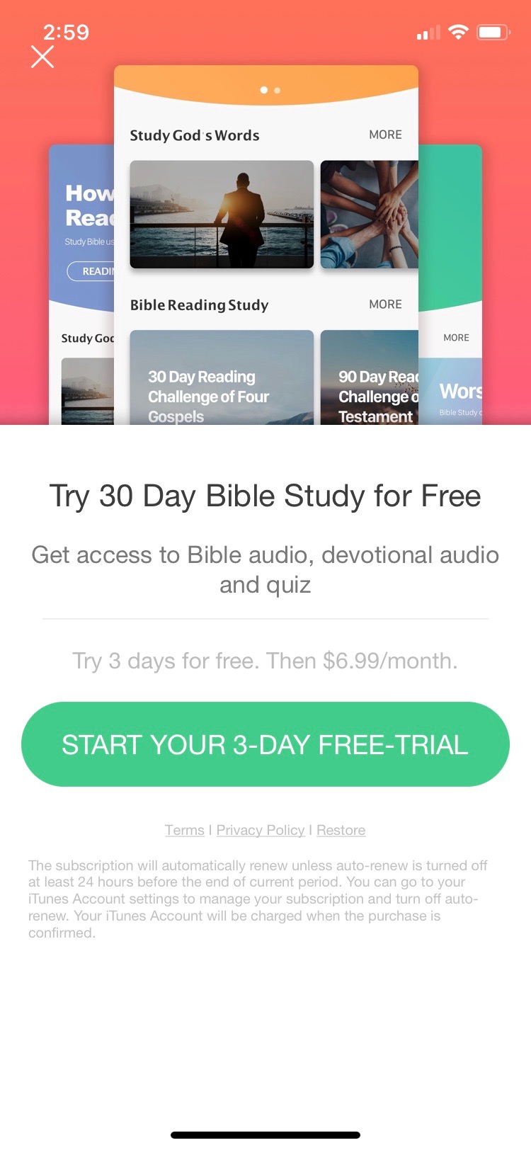 30 day bible study app pricing